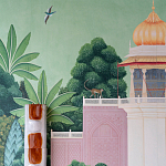 Обои ручная роспись Mahal Garden Original colourway on blue painted Xuan paper варинант исполнения - 3 | Loft Concept в Брянске