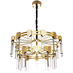 Двухъярусная люстра с прямоугольными хрустальными плафонами Glass Rectangles Gold Chandelier 76 варинант исполнения - 2 | Loft Concept в Брянске