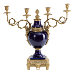 Подсвечник из темно-синего фарфора на бронзовой подставке с фигурками ангелов и декоративными ручками Eden Garden варинант исполнения - 1 | Loft Concept в Брянске