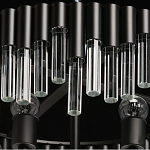 Люстра круглая из матового черного металла с подвесками из прозрачных стеклянных трубок Noir Tubes варинант исполнения - 8 | Loft Concept в Брянске