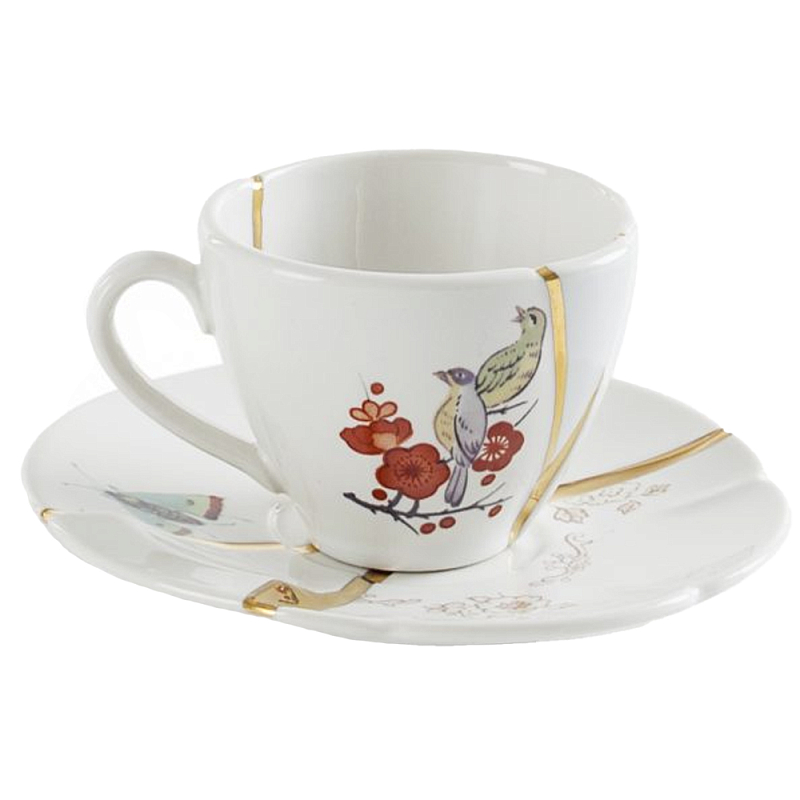 Кофейная пара Seletti Kintsugi  Белый Золотой Мульти в Брянске | Loft Concept 