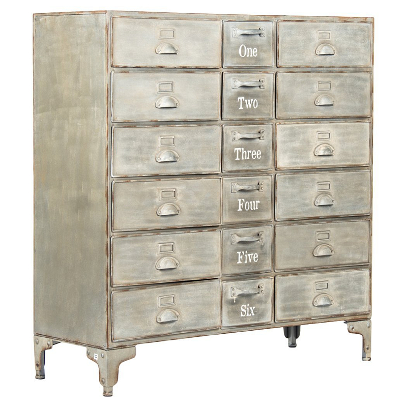 Комод металлический в стиле лофт Oscar Drawer Cabinet Серебряный Комод металлический в стиле лофт Oscar Drawer Cabinet Серебряный в Брянске | Loft Concept