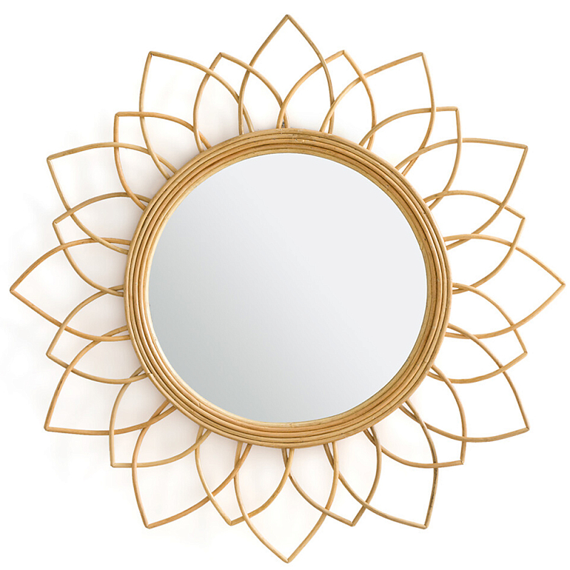 Зеркало из ротанга в форме цветка WICKER MIRROR 90 Бежевый Зеркало из ротанга в форме цветка WICKER MIRROR 90 Бежевый в Брянске | Loft Concept
