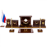 Настольный письменный набор с часами и визитницами из природного камня обсидиана Royal Present варинант исполнения - 1 | Loft Concept в Брянске