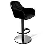 Барный стул вращающийся со спинкой и подлокотниками Douglas Rhombus Черный Велюр варинант исполнения - 1 | Loft Concept в Брянске