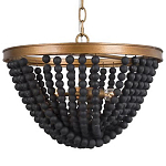 Люстра с подвесками в виде круглых деревянных черных бусин Black Wooden Beads Chandelier варинант исполнения - 1 | Loft Concept в Брянске