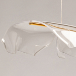 Люстра линейная с 3-мя белыми волнистыми плафонами Wave Line варинант исполнения - 8 | Loft Concept в Брянске