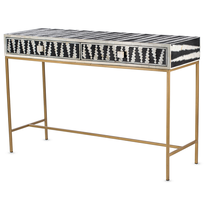 Консоль Mandika Bone Inlay Console ivory ( слоновая кость ) Черный Бронза в Брянске | Loft Concept 
