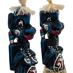 Комплект из 2-х деревянных статуэток Asmat Straw Headdress Statuettes Blue Red варинант исполнения - 3 | Loft Concept в Брянске