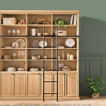 Книжный шкаф из массива сосны с металлической лестницей Burton Wood Cabinet варинант исполнения - 8 | Loft Concept в Брянске