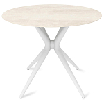 Стол обеденный с круглой столешницей из керамики на четырех белых ножках Sand Ceramics варинант исполнения - 1 | Loft Concept в Брянске