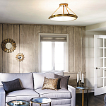 Потолочный светильник цвета латунь с плоским круглым плафоном Hinkley варинант исполнения - 2 | Loft Concept в Брянске