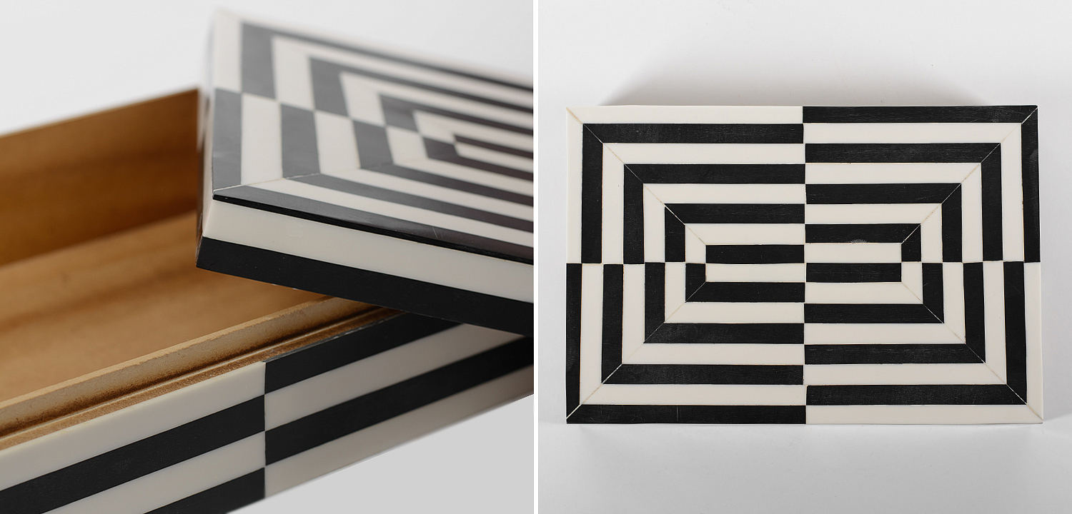 Шкатулка Black White Stripes Bone Inlay Шкатулка Black White Stripes Bone Inlay - Loft-Concept в Брянске