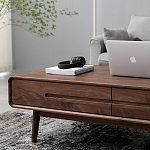 Кофейный стол из массива дерева с выдвижными ящиками Coffee Walnut Table варинант исполнения - 5 | Loft Concept в Брянске