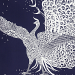 Обои ручная роспись в стиле Арт-деко Whistler Peacocks Special Colourway on Empire Blue dyed silk варинант исполнения - 2 | Loft Concept в Брянске