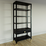 Стеллаж Elsa Dreams Black со стеклянными полками и ящиком варинант исполнения - 1 | Loft Concept в Брянске