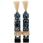 Комплект из 2-х деревянных статуэток Asmat Straw Headdress Statuettes Dark Blue варинант исполнения - 4 | Loft Concept в Брянске