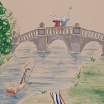 Обои ручная роспись Promenade Special Colourway on pink painted Xuan paper варинант исполнения - 1 | Loft Concept в Брянске