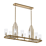 Люстра прямоугольная цвета латунь с прозрачными рифлеными цилиндрическими плафонами Kichler варинант исполнения - 2 | Loft Concept в Брянске