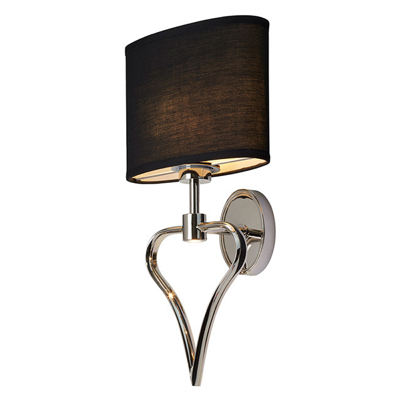 Бра для ванных комнат с черным тканевым абажуром овальной формы и декоративной вставкой в форме сердца Elstead Lighting Черный Хром в Брянске | Loft Concept 