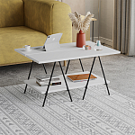 Стол журнальный с белой прямоугольной столешницей и полкой ESSEL WHITE варинант исполнения - 2 | Loft Concept в Брянске