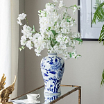 Ваза с бело-синей росписью и изображением цветов Blue & White Ornament варинант исполнения - 4 | Loft Concept в Брянске