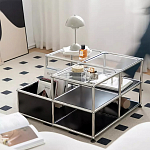 Дизайнерский журнальный стол квадратный с полками Akydy варинант исполнения - 1 | Loft Concept в Брянске