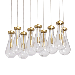 Люстра с 9-ю прозрачными стеклянными плафонами в форме капли Lucid Rain  варинант исполнения - 1 | Loft Concept в Брянске