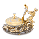 Икорница с декором "Емеля" с гравировкой на подставке из натурального камня Агат Decorative Cavair Dishes варинант исполнения - 3 | Loft Concept в Брянске