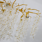 Люстра подвесная с золотистыми ветками и стеклянными подвесками в виде листьев Длина 80 см FAIRYTREE Light варинант исполнения - 5 | Loft Concept в Брянске