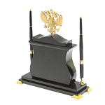 Часы настольные с Гербом России и 2-мя шариковыми ручками в комплекте Stone Clock варинант исполнения - 3 | Loft Concept в Брянске