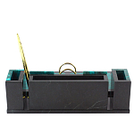 Настольный письменный набор из змеевика с часами и календарницей Successful Leader варинант исполнения - 3 | Loft Concept в Брянске