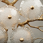 Потолочная люстра круглая ветвистыми бронзовыми элементами и стеклянными рифлеными дисками Textured Glass Chandelier варинант исполнения - 5 | Loft Concept в Брянске