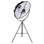 Торшер в виде прожектора с круглым тканевым абажуром на треноге черного цвета Radiance Éclat варинант исполнения - 2 | Loft Concept в Брянске