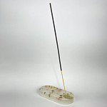 Подставка под благовония из эпоксидной смолы с цветами белая Epoxy Resin Flowers Incense Oval Stand White варинант исполнения - 3 | Loft Concept в Брянске