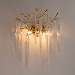 Бра золотого цвета с разветвленными ветвями и длинными прозрачными подвесками в форме стеклянных сосулек Droplet Chandelier варинант исполнения - 2 | Loft Concept в Брянске