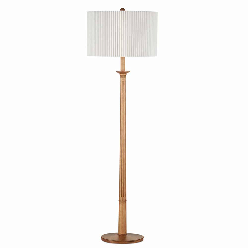 Торшер с фактурным абажуром на деревянном основании Pleated Floor Lamp Торшер с фактурным абажуром на деревянном основании Pleated Floor Lamp в Брянске | Loft Concept
