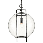 Подвесной светильник в форме шара из прозрачного стекла на линейном черном каркасе  Glass Ball with Seeds варинант исполнения - 2 | Loft Concept в Брянске