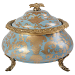 Шкатулка голубого цвета с золотым растительным узором Eden Garden варинант исполнения - 1 | Loft Concept в Брянске