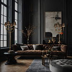 Настольная лампа на металлическом основании бронзового цвета с 4-мя черными конусовидными абажурами Dignity варинант исполнения - 5 | Loft Concept в Брянске