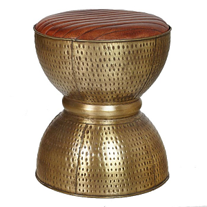 Колониальный пуф из натуральной кожи