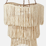 Трехъярусная люстра с подвесками из круглых деревянных бусин белая White Beads Three-tier Chandelier  варинант исполнения - 4 | Loft Concept в Брянске