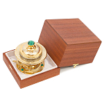 Икорница c декором "Три стерлядки" с гравировкой и натуральным камнем Малахит Decorative Cavair Dishes варинант исполнения - 3 | Loft Concept в Брянске