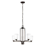 Люстра бронзового цвета с 5-ю матовыми стеклянными плафонами Generation Lighting варинант исполнения - 2 | Loft Concept в Брянске