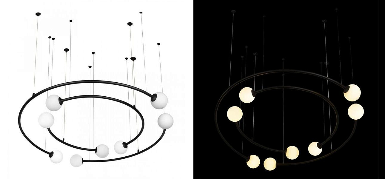 Дизайнерская Модульная Люстра PLANETARY two rings Black 100 см Дизайнерская Модульная Люстра PLANETARY two rings Black 100 см - Loft-Concept в Брянске