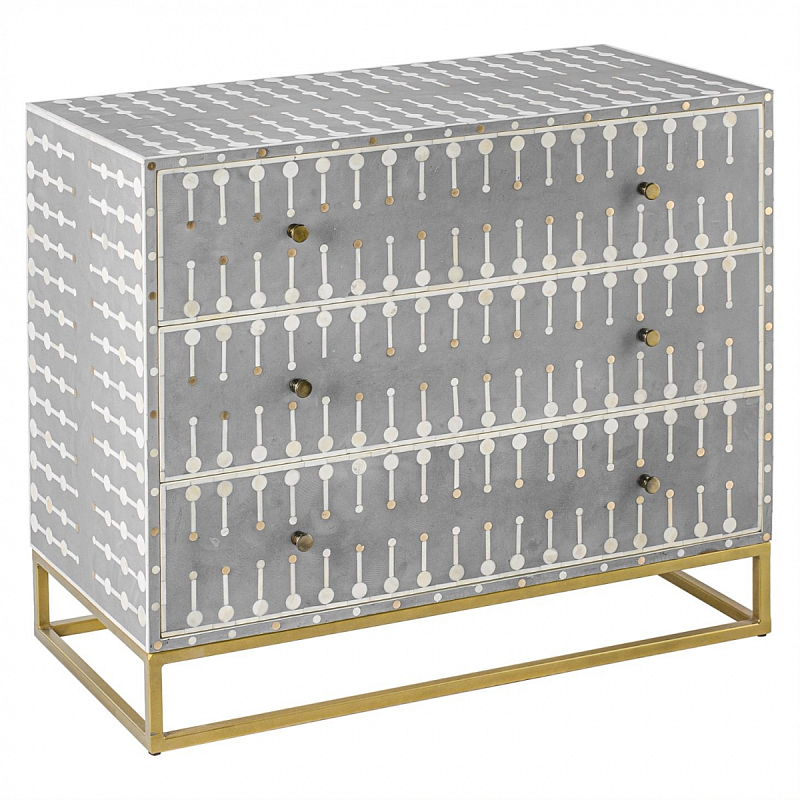 Комод серый кость BONE INLAY 3 DRAWER Белый Серый Комод серый кость BONE INLAY 3 DRAWER Белый Серый в Брянске | Loft Concept