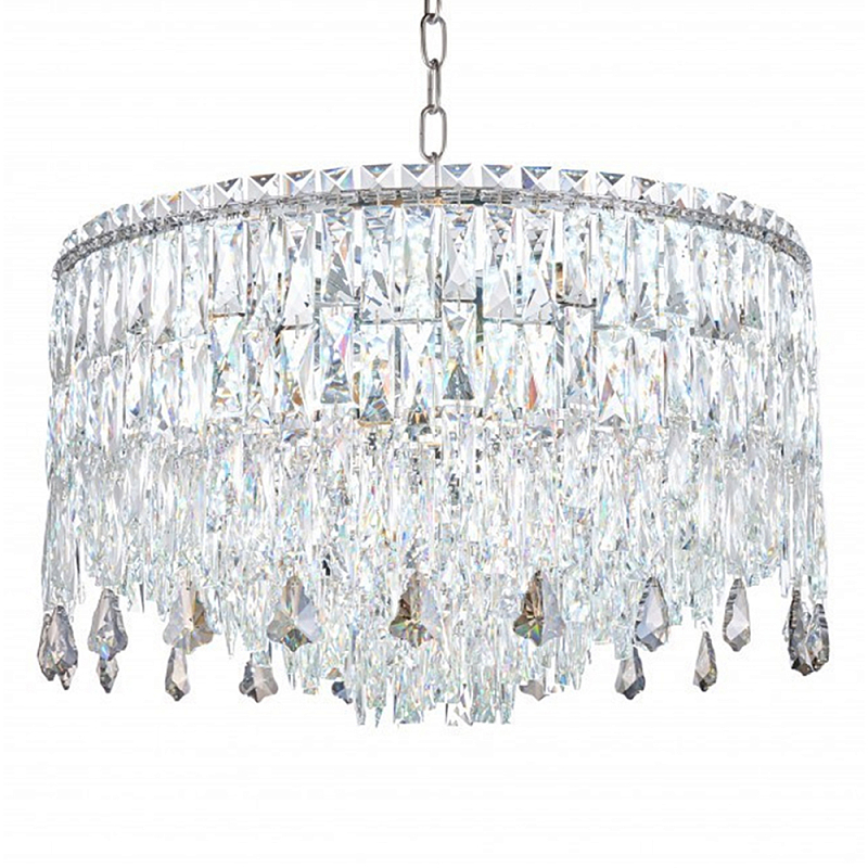 Люстра круглая с хрустальными подвесками на серебряном каркасе Roul Crystal Light Хром Прозрачный Люстра круглая с хрустальными подвесками на серебряном каркасе Roul Crystal Light Хром Прозрачный в Брянске | Loft Concept