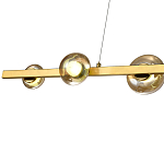 Люстра светодиодная линейная с 6-ю круглыми плафонами коньячного цвета Iona Chandelier Brass  варинант исполнения - 2 | Loft Concept в Брянске