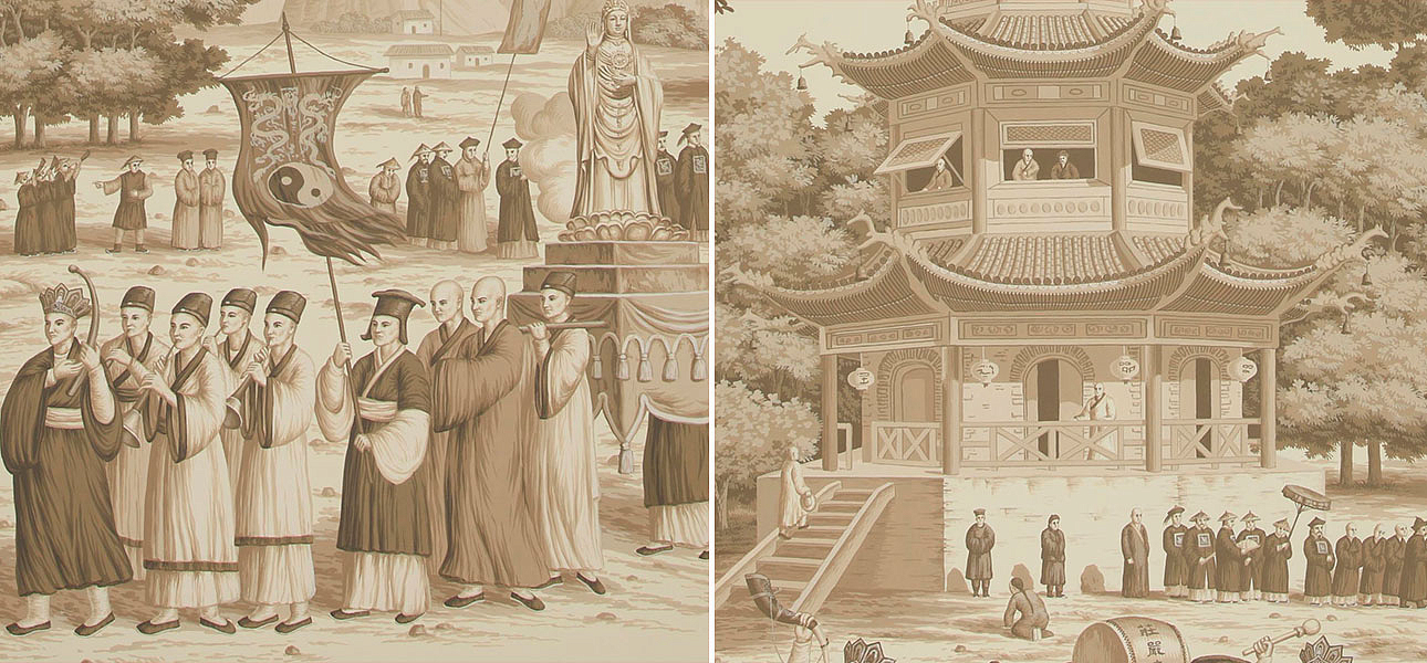 Обои ручная роспись Procession Chinoise Sepia on scenic paper Обои ручная роспись Procession Chinoise Sepia on scenic paper - Loft-Concept в Брянске