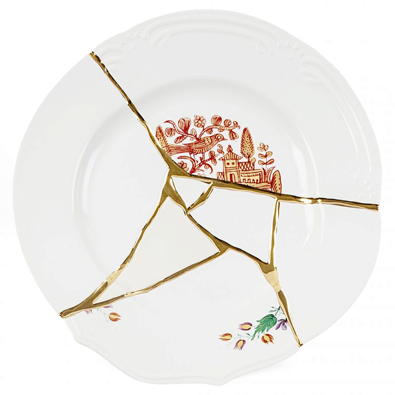 Тарелка Seletti Kintsugi Белый Золотой Мульти Тарелка Seletti Kintsugi Белый Золотой Мульти в Брянске | Loft Concept
